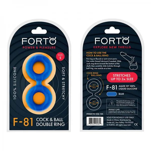 Forto F-81: Double Ring Liquid Silicone in Blue - 44mm | Stretches Up to 3x Size