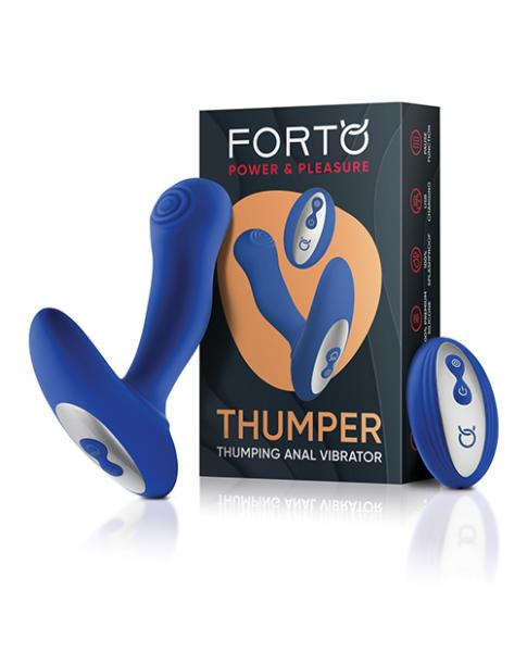 Forto Thumping Anal Vibrator Blue - Powerful 8 Vibration Modes & 5 Thumping Speeds