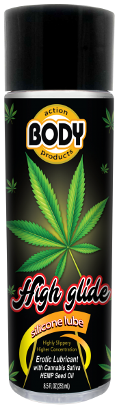 High Glide Erotic Silicone Lubricant with Hemp Oil - 8.5oz Bottle