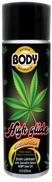 High Glide Erotic Silicone Lubricant with Hemp Oil - 8.5oz Bottle
