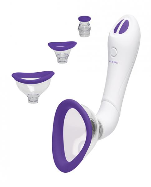 Bloom Intimate Body Automatic Vibrating Rechargeable Pump - Purple/White | 7 Vibration & Suction Functions