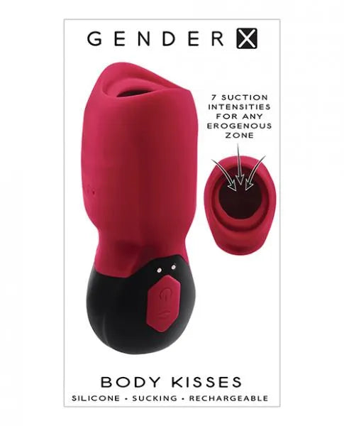 Gender X Body Kisses Suction Toy Red - Ultra Sensual 7-Speed Silicone Massager