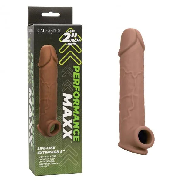 Perform Maxx Life-Like Extension 8 Brown - Ultra-Soft Silicone Enhancer