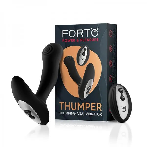 Forto Thumping Anal Vibrator Black - Powerful, USB Rechargeable & Splashproof