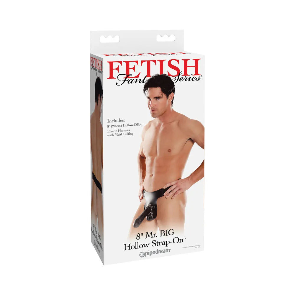 Mr. Big Hollow 8 inches Strap On Black - Perfect for Men & Women, Adjustable Harness