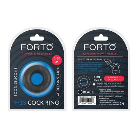 Forto F-33 21mm Liquid Silicone Cock Ring - Black | Premium Comfort & Performance Enhancer