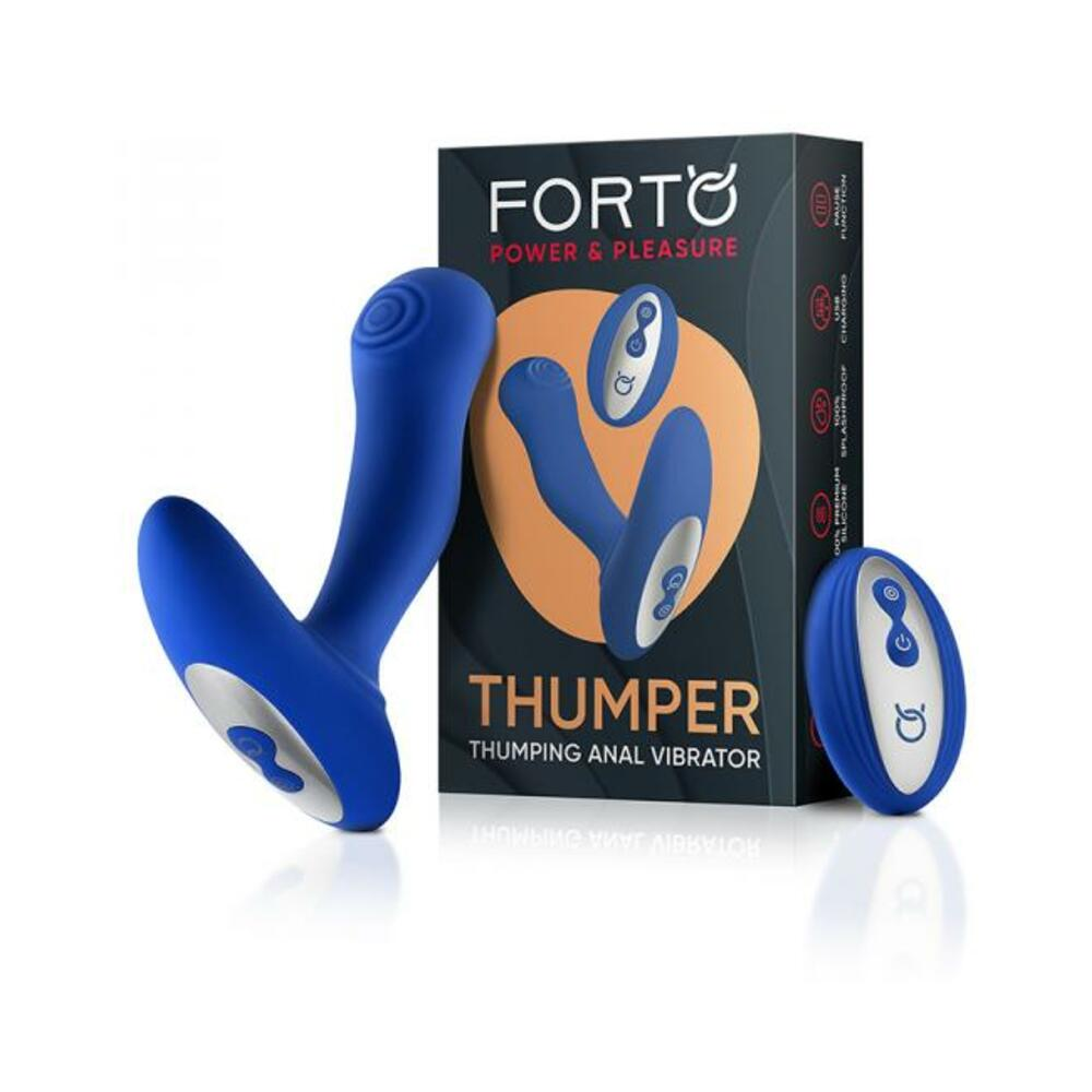 Forto Thumping Anal Vibrator Blue - Powerful 8 Vibration Modes & 5 Thumping Speeds