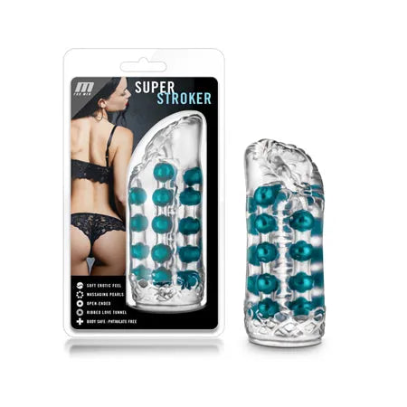 M For Men Super Stroker Clear - Realistic Feel with Pleasure Pearls