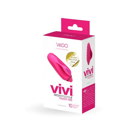 VeDO VIVI Rechargeable Finger Vibe in Foxy Pink - 10 Vibration Modes & Submersible