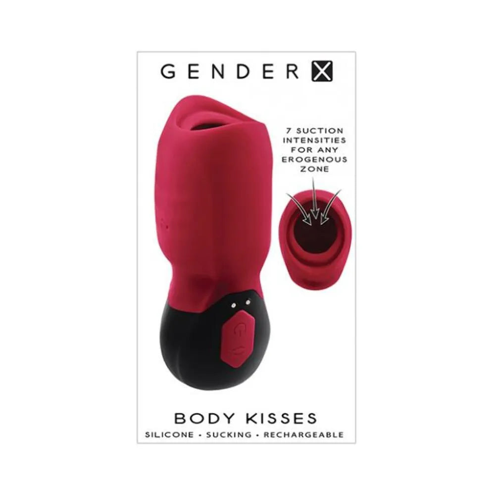 Gender X Body Kisses Suction Toy Red - Ultra Sensual 7-Speed Silicone Massager