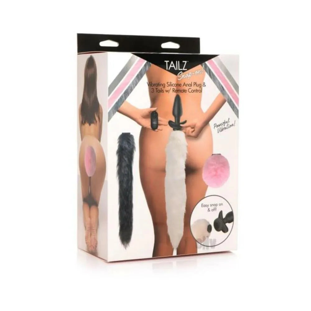 Tailz Vibe Plug and 3 Tails Set with Remote Control - Premium Silicone, Interchangeable Animal Tails
