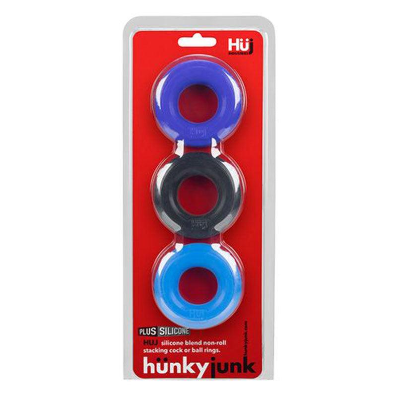 Hunkyjunk HUJ3 3-pack c-ring, blue multi -