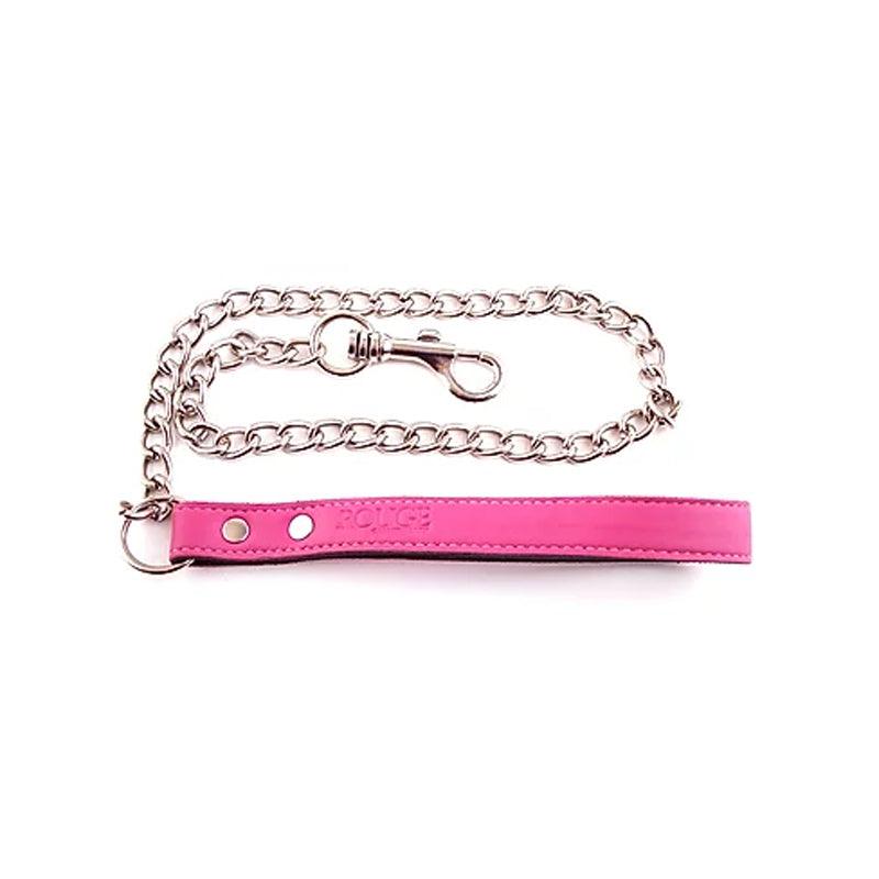 Leather Lead with Chain - PINK -