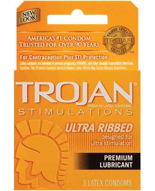 Trojan Ultra Ribbed Condoms - Box of 3 -