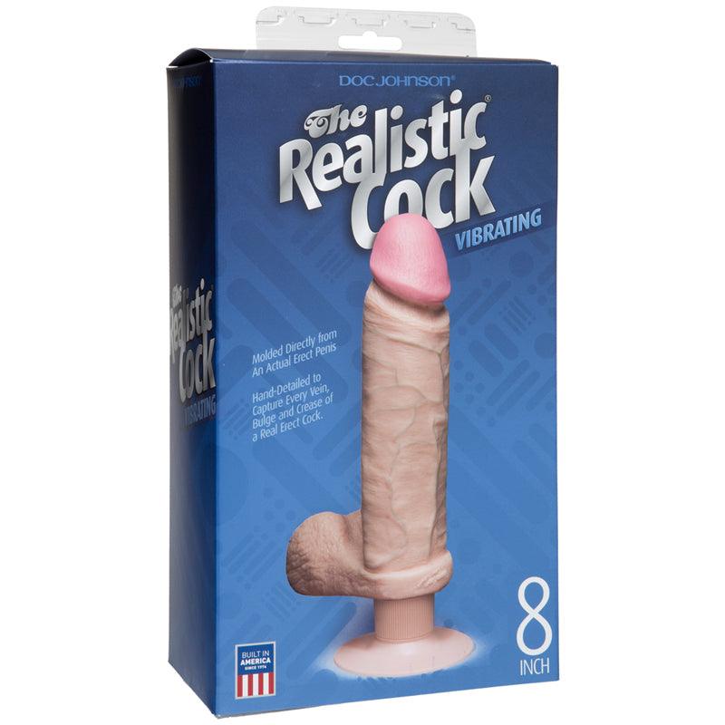 Realistic Cock - Vibrating - 8in White -