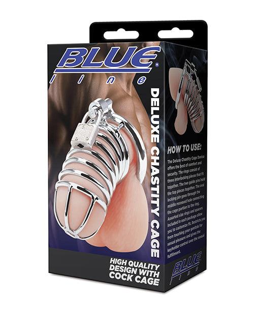 Blue Line Deluxe Chastity Cage - Silver -