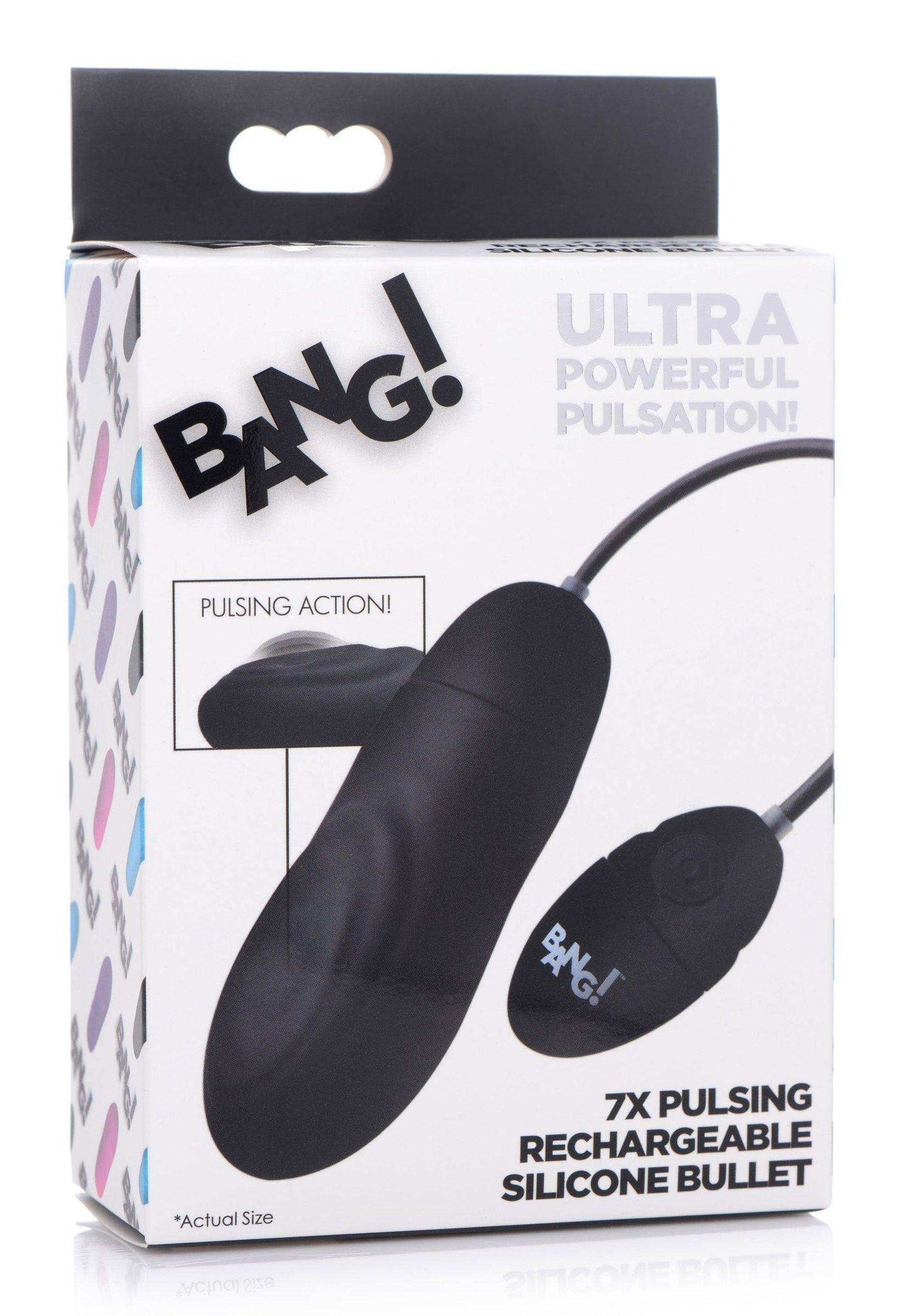 7x Pulsing Rechargeable Silicone Bullet- Black -