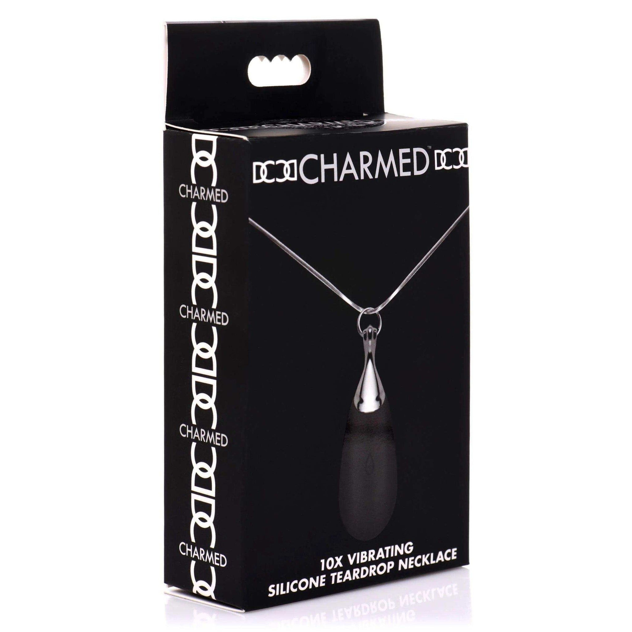 10x Vibrating Silicone Teardrop Necklace - Black -