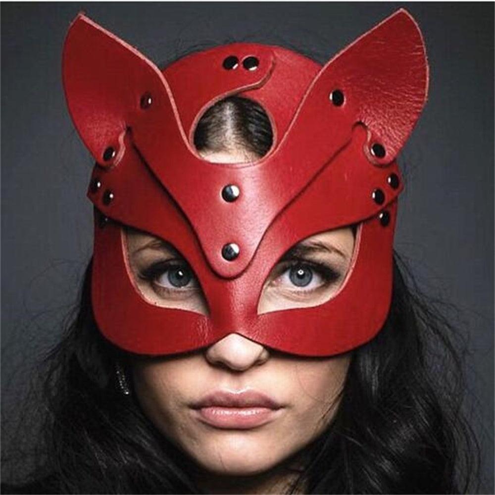 Half Face Fox Cosplay Mask Female Leather Mask Eye Cosplay Leather Halloween Party PU Half Face Rabbit Mask Adult Game Supplies -