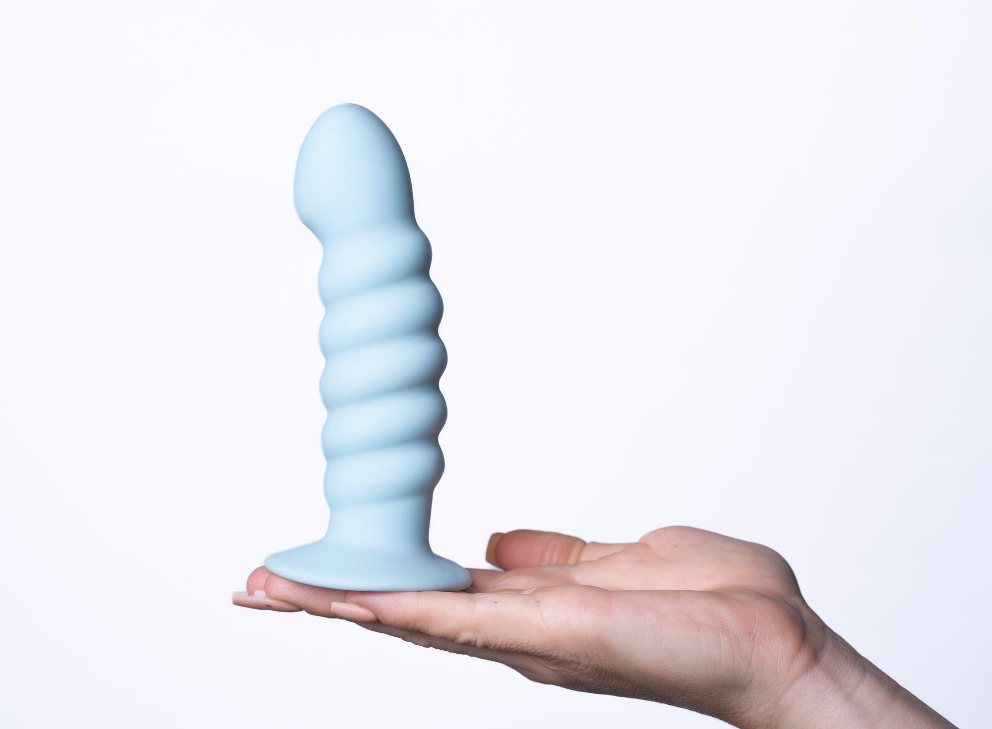 Paris Silicone Ribbed Dong - Blue -