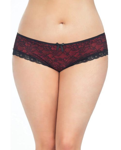 Cage Back Lace Panty Black/Red 1X/2X -