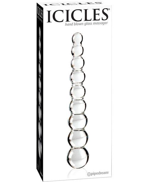 Icicles No. 2 Hand Blown Glass Massager - Clear Rippled -