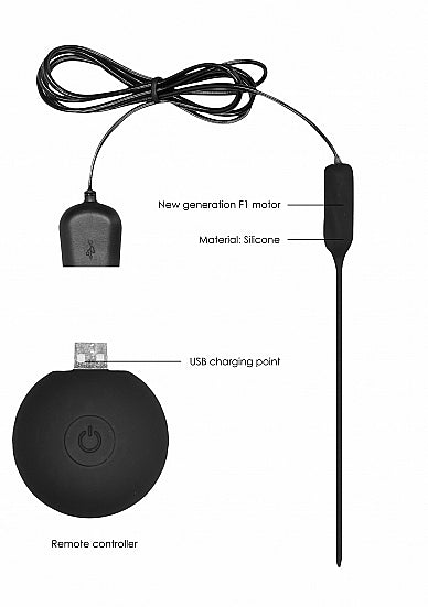 Silicone rechargeable vibrating plug urethral sounding black