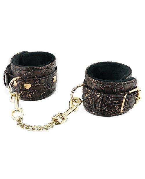 Spartacus Faux Fur Lining Wrist Restraints - Brown Floral Print -