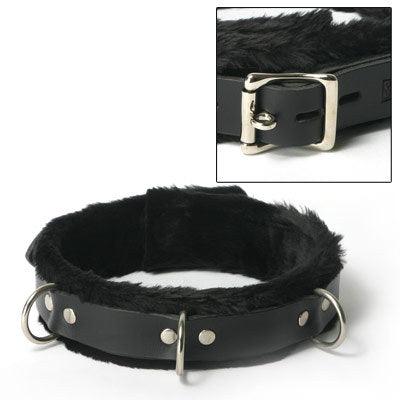 Strict Leather Narrow Fur Lined Locking Collar -
