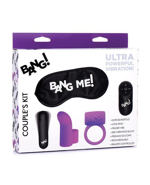 Bang! Couple's Kit with RC Bullet, Blindfold, Cock Ring & Finger Vibe - Purple -